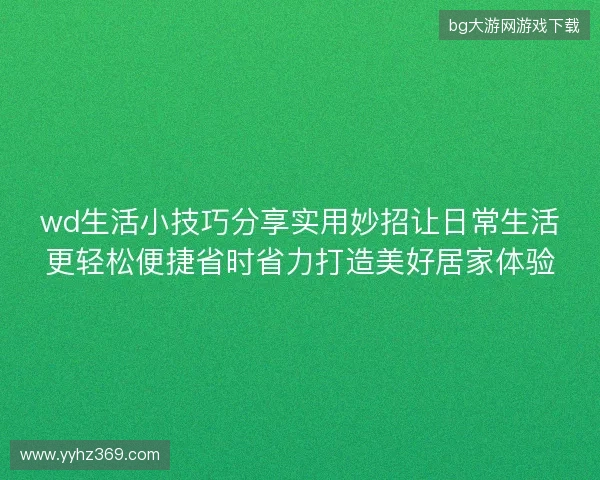 wd生活小技巧分享实用妙招让日常生活更轻松便捷省时省力打造美好居家体验